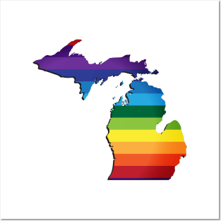 Michigan LGBT Rainbow Flag Gay Pride Posters and Art